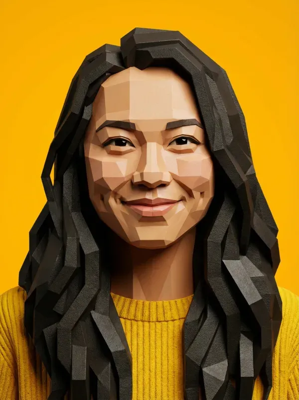 Low-poly visual style portrait example